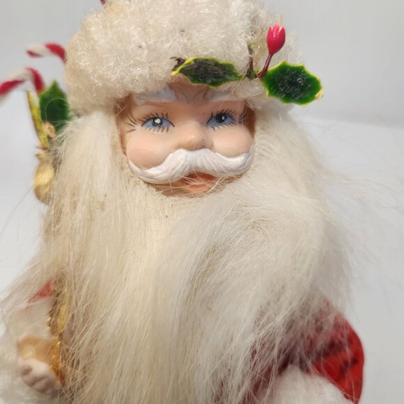 Vintage Santa Claus Figurine with Gold Sack & Candy Canes 7" H - Picture 2 of 8
